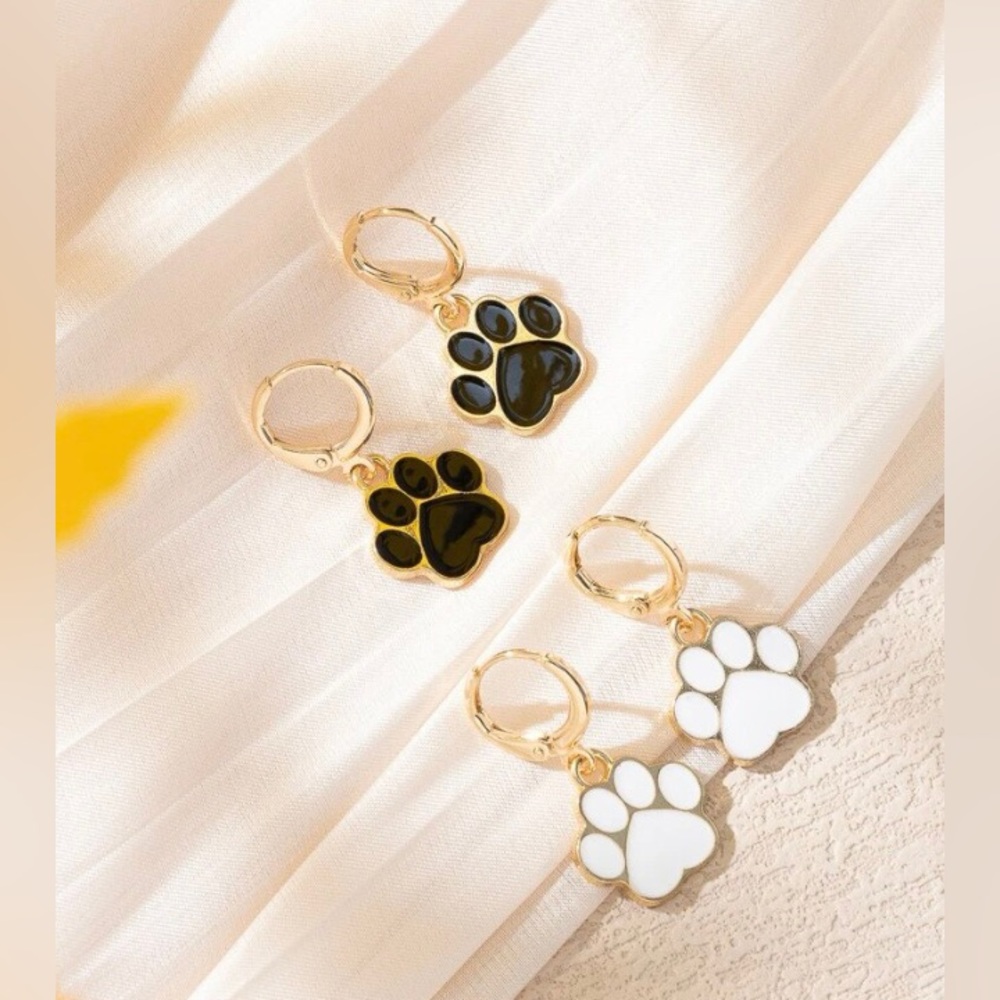 🐾 2 Pair Paw Print Drop Earrings Set NWT - Picture 2 of 6